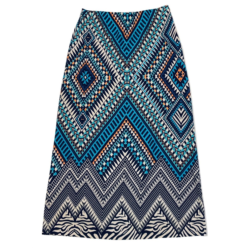Chicos women's geometric print maxi skirt size 1 Medium 8 colorful wrinkle‎ free